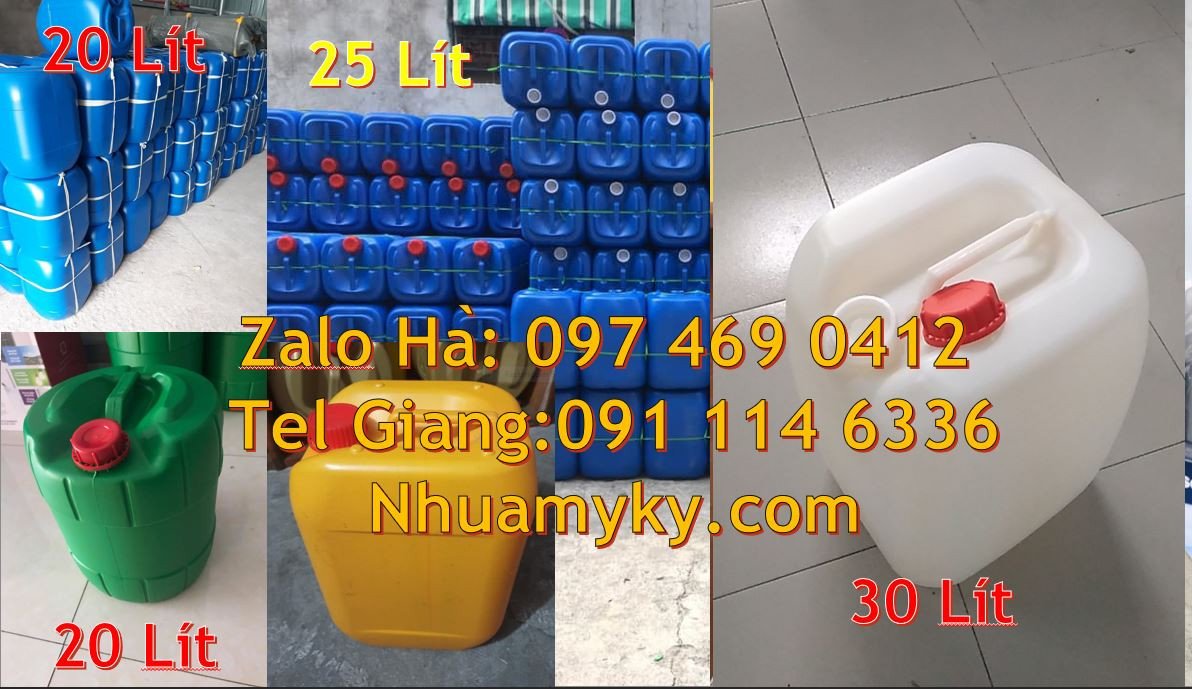 can nhựa 20l hdpe,can nhựa xanh 25l đựng hóa chất,can nhựa trắng 30l