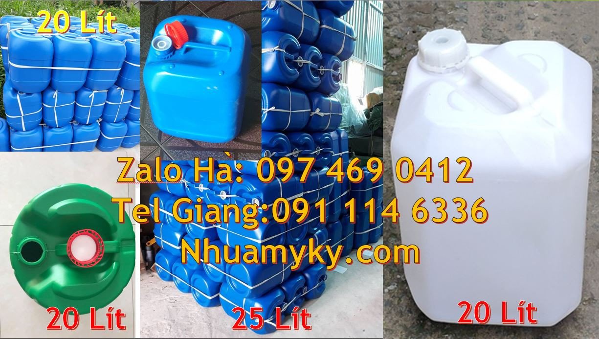 can nhựa 20l hdpe,can nhựa xanh 25l đựng hóa chất,can nhựa trắng 30l