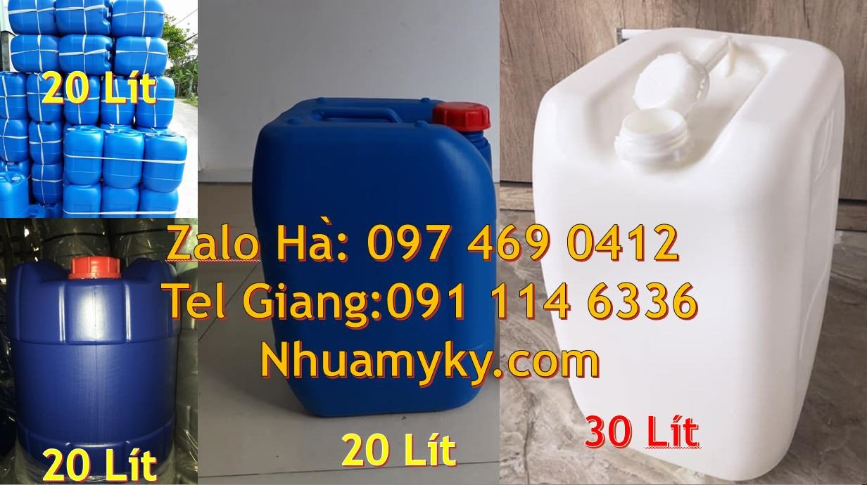 can nhựa 20l hdpe,can nhựa xanh 25l đựng hóa chất,can nhựa trắng 30l