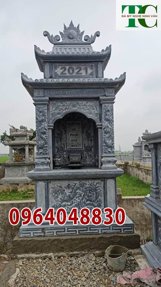 Xây lăng mộ đá thờ đơn đẹp nguyên khối lắp tại Nghệ An