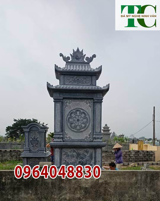 Xây lăng mộ đá thờ đơn đẹp nguyên khối lắp tại Nghệ An