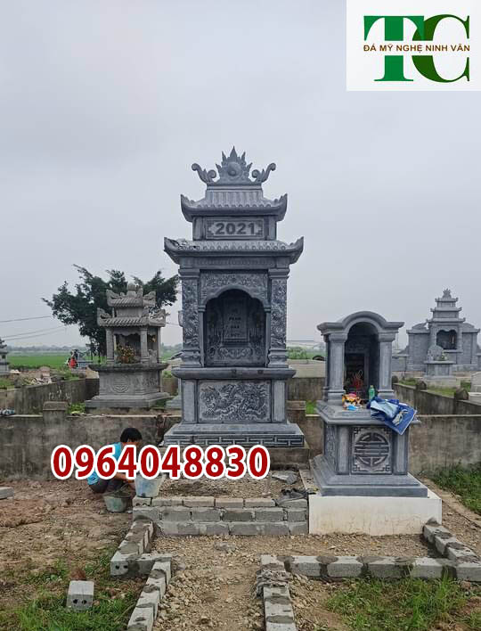Xây lăng mộ đá thờ đơn đẹp nguyên khối lắp tại Nghệ An