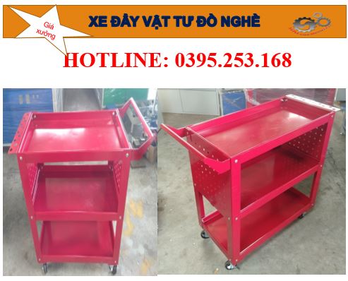 Xe đẩy dụng cụ đồ nghề có nữa vách treo dụng cụ 8209