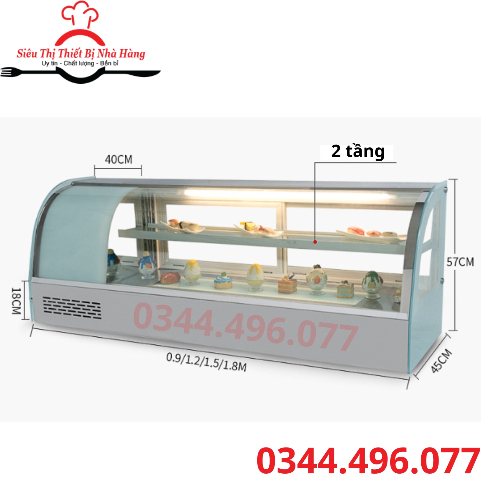 Tủ trưng bày sushi- tủ mát sashimi 1m2-1m8 2 tầng