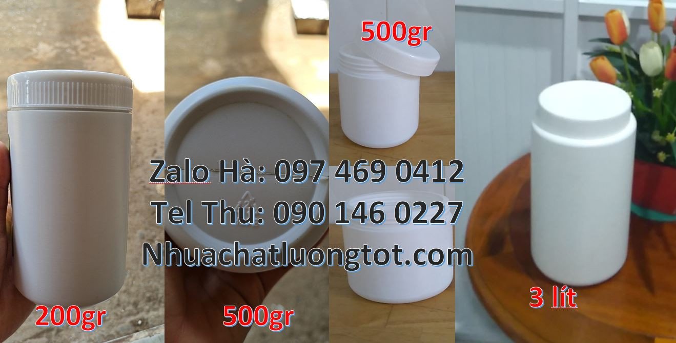 hũ nhựa trắng giá rẻ,hũ nhựa 200gr đựng mực rim,hũ nhựa 500g đựng dầu