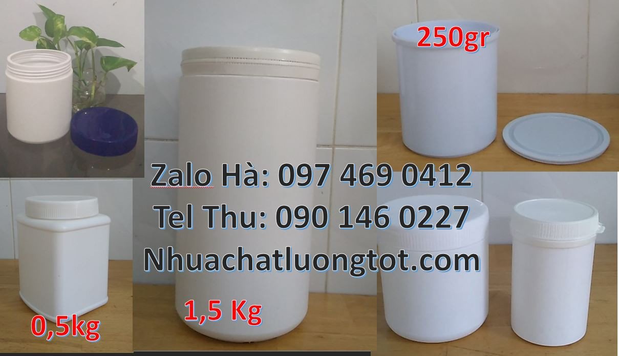 hũ nhựa trắng giá rẻ,hũ nhựa 200gr đựng mực rim,hũ nhựa 500g đựng dầu