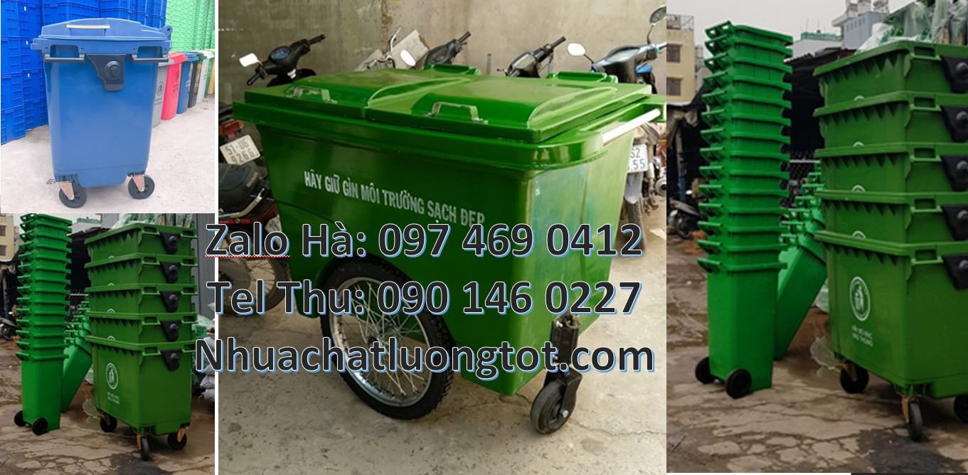xe thu gom rác 4 bánh cao su,xe thu gom rác 660l có nắp đậy,xe gom rác