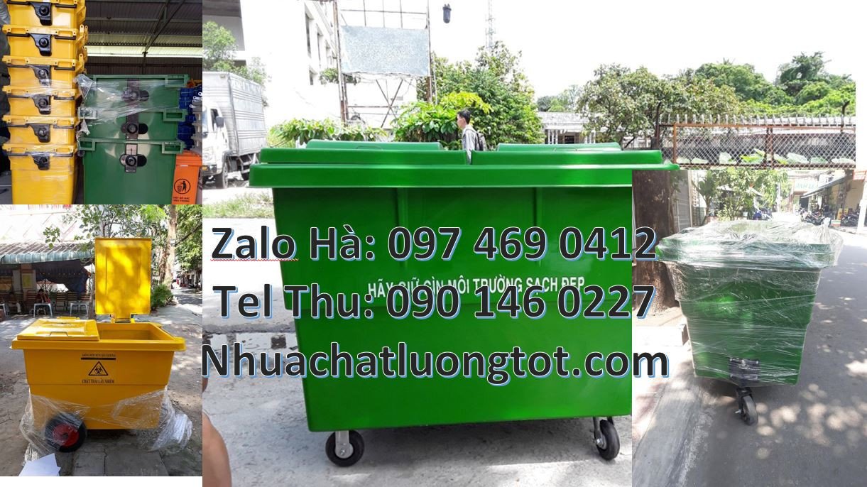 xe thu gom rác 4 bánh cao su,xe thu gom rác 660l có nắp đậy,xe gom rác