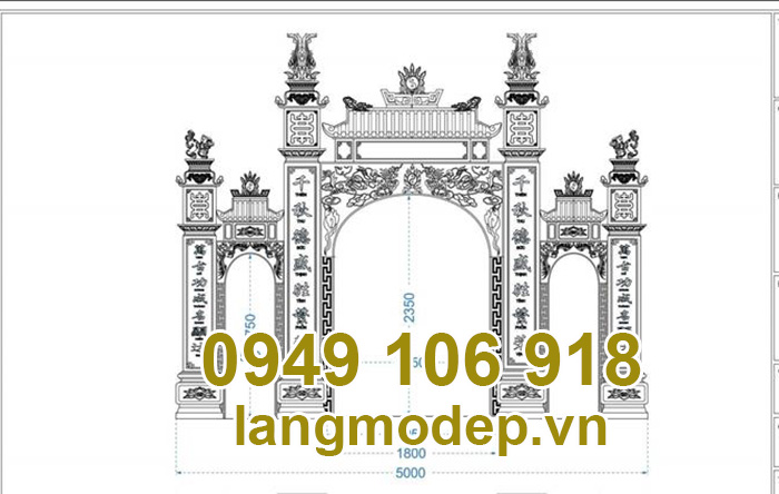 Bản vẽ thiết kế cổng đá chuẩn phong thuỷ