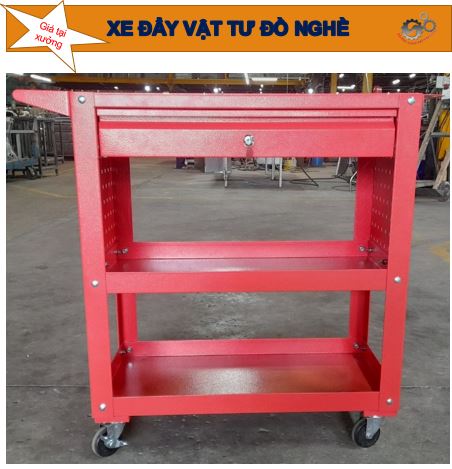 Xe đẩy dụng cụ đồ nghề 3 tầng có ngăn kéo, nữa vách treo model 8204