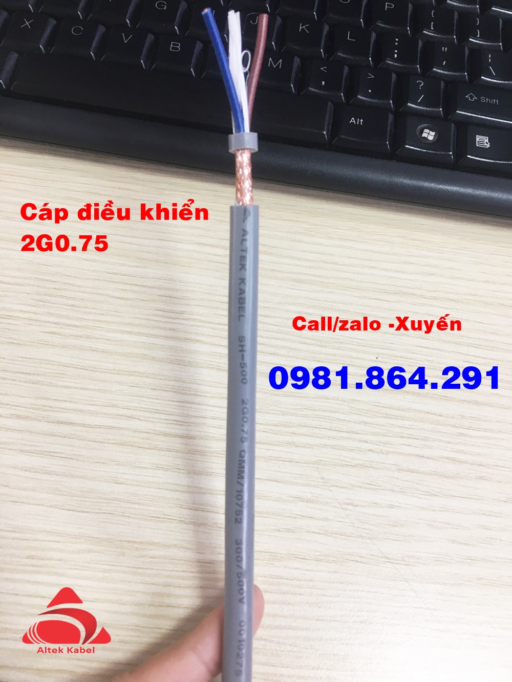 Dây cáp điều khiển 2x0.5,2x0.75,2x1.0,2x1.5mm2 lõi đồng Altek Kabel