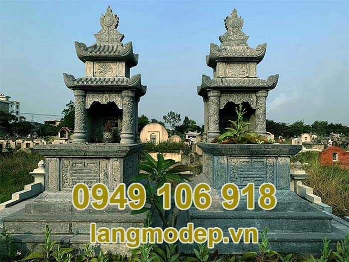 Mẫu mộ có mái che đá xanh rêu đẹp năm 2023