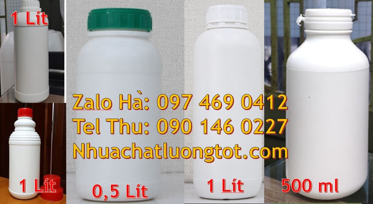 chai nhựa lớn 1l,chai nhựa 0.5l đựng hóa chất,chai nhựa hdpe màu trắng