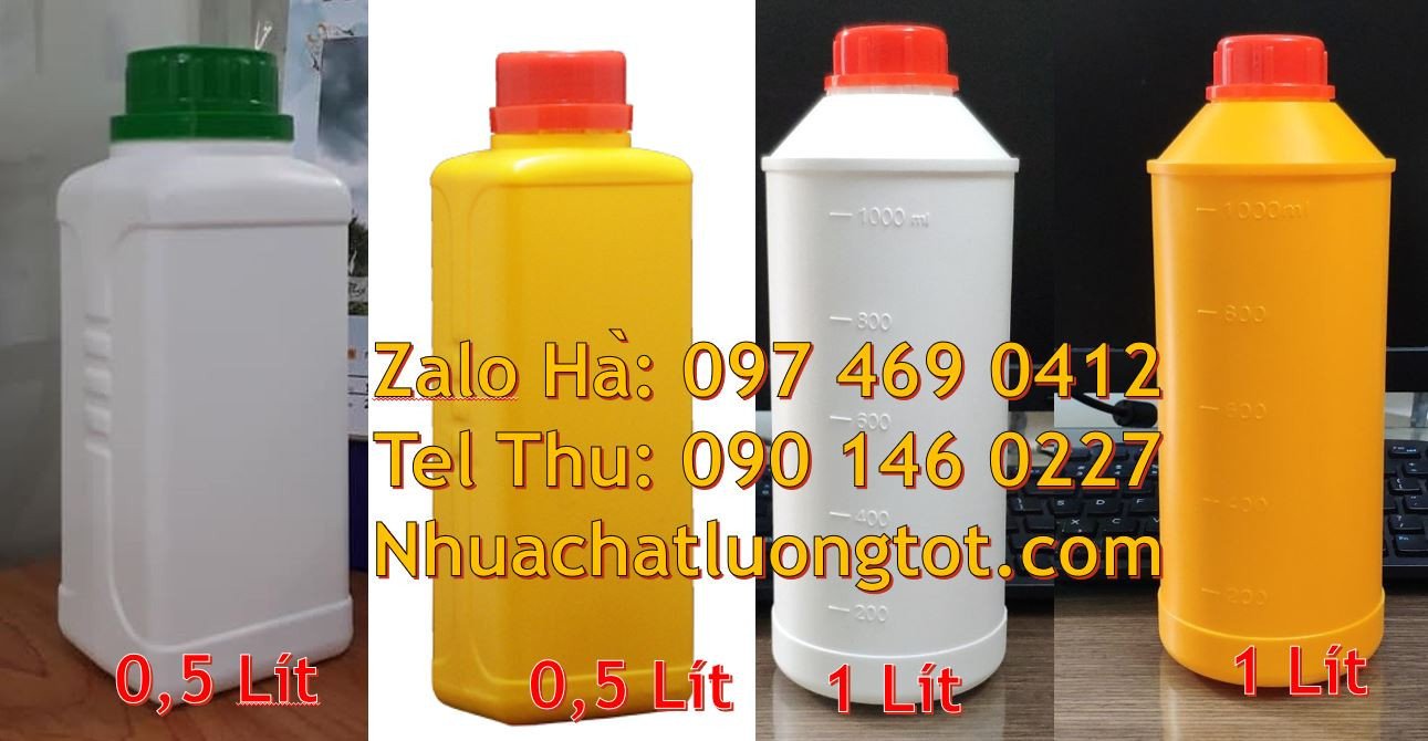 chai nhựa lớn 1l,chai nhựa 0.5l đựng hóa chất,chai nhựa hdpe màu trắng