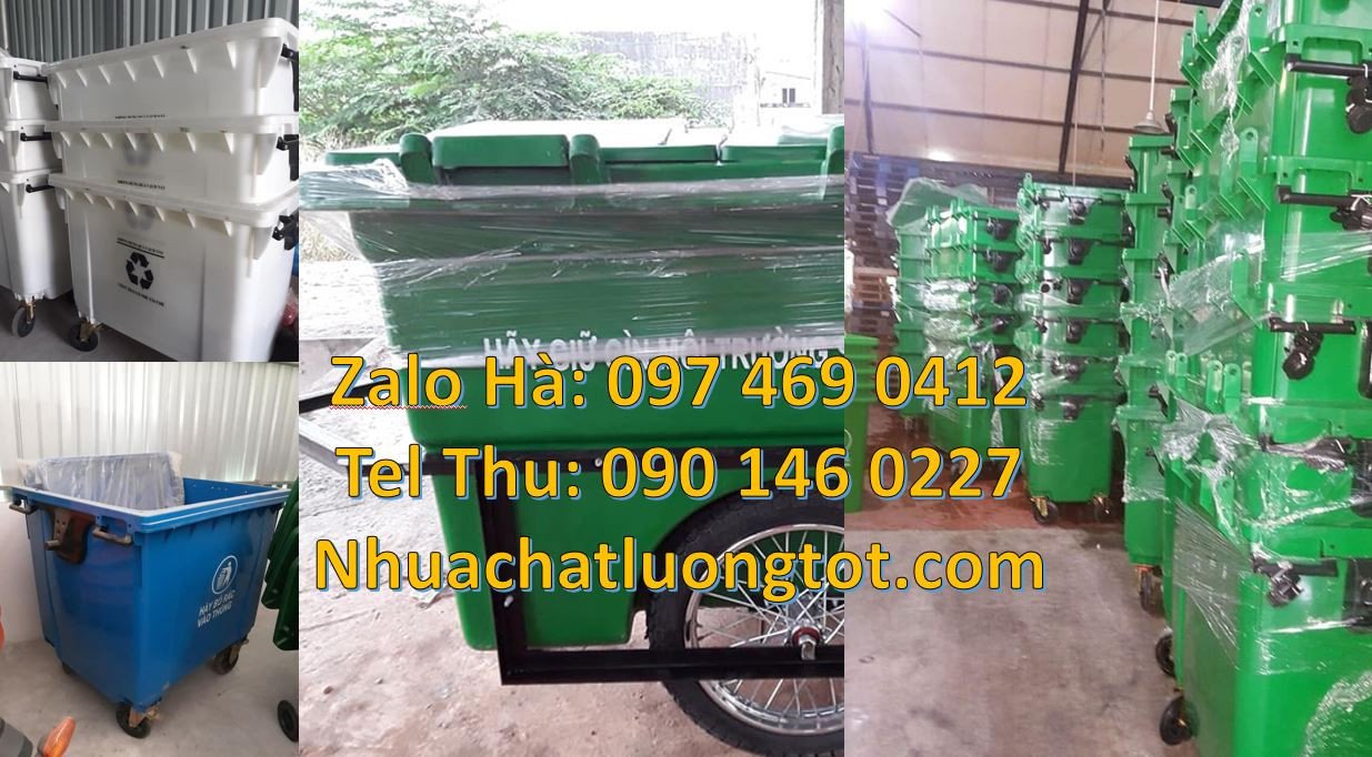 xe thu gom rác cỡ lớn 660l giá rẻ,xe gom rác 660l màu xanh,xe gom rác