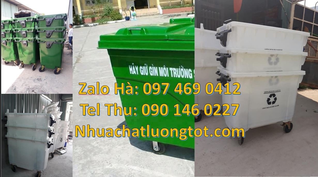 xe thu gom rác cỡ lớn 660l giá rẻ,xe gom rác 660l màu xanh,xe gom rác