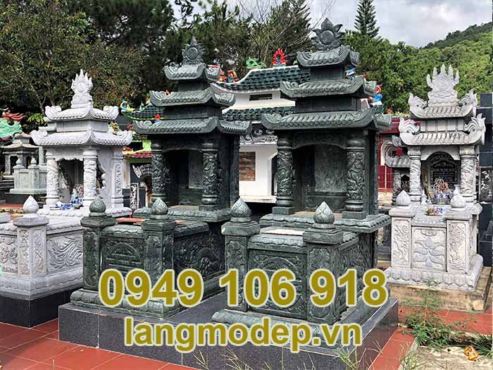 Mẫu mộ đôi bằng đá xanh rêu thiết kế đẹp năm 2023