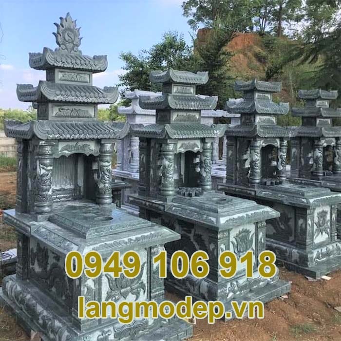 Mẫu mộ đôi bằng đá xanh rêu thiết kế đẹp năm 2023