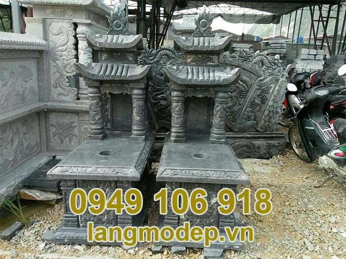 Mẫu mộ đôi bằng đá xanh rêu thiết kế đẹp năm 2023