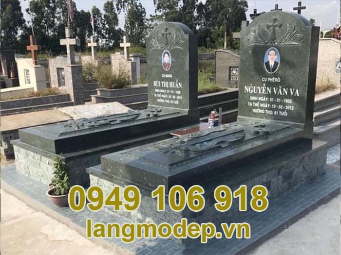 Những mẫu mộ đôi đá xanh rêu đơn giản năm 2023