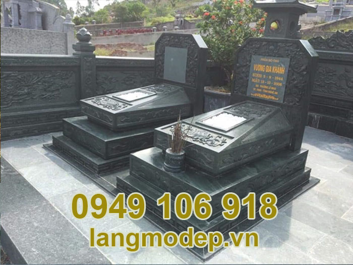 Những mẫu mộ đôi đá xanh rêu đơn giản năm 2023