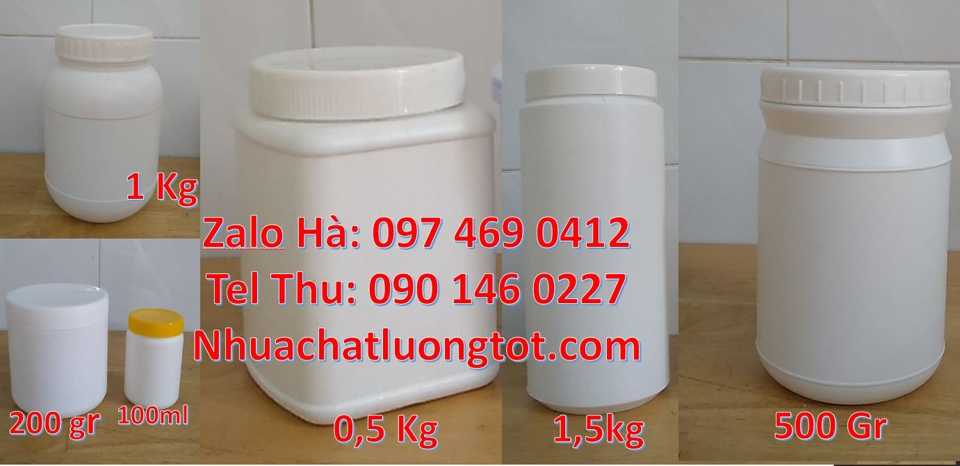 hũ nhựa hdpe màu trắng 1kg,hũ nhựa đựng hóa chất,hũ nhựa mỹ phẩm rẻ