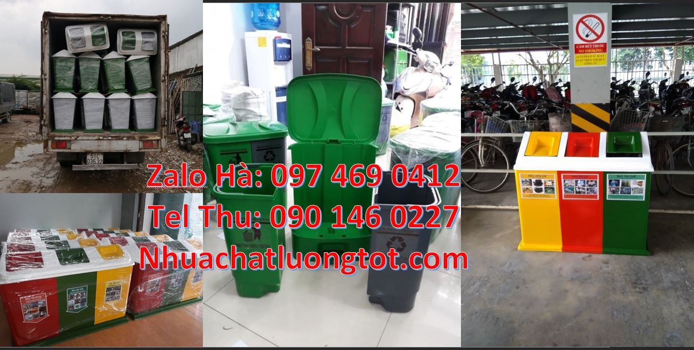 thùng phân loại rác 3 ngăn, thùng phân loại rác hdpe 2 ngăn giá rẻ hcm