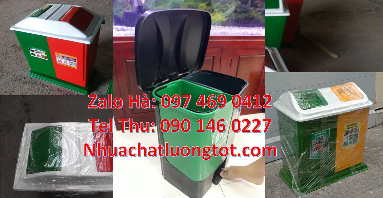 thùng phân loại rác 3 ngăn, thùng phân loại rác hdpe 2 ngăn giá rẻ hcm