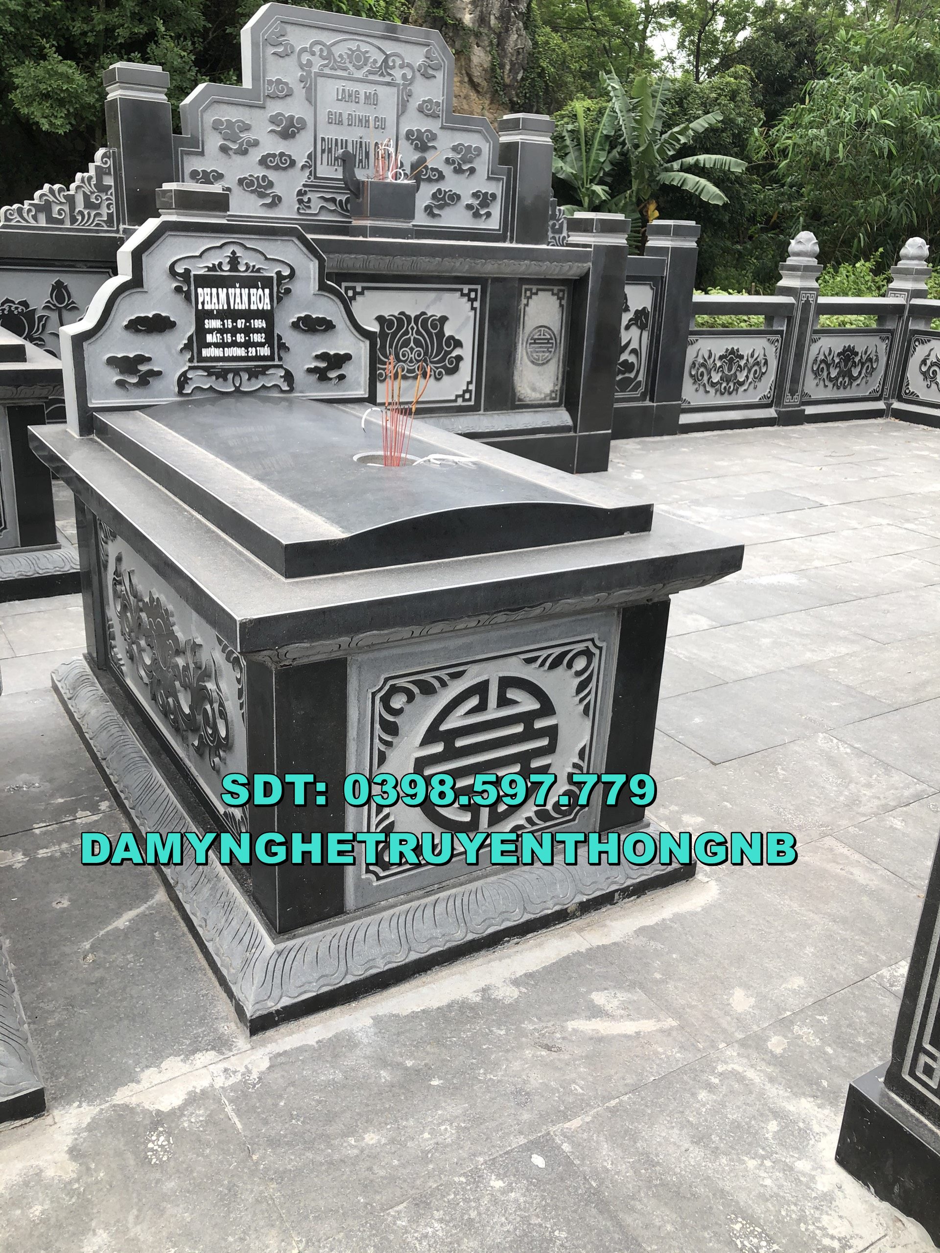 khuộn viên khu lăng mộ đá cao cấp lắp đặt tại quảng tri