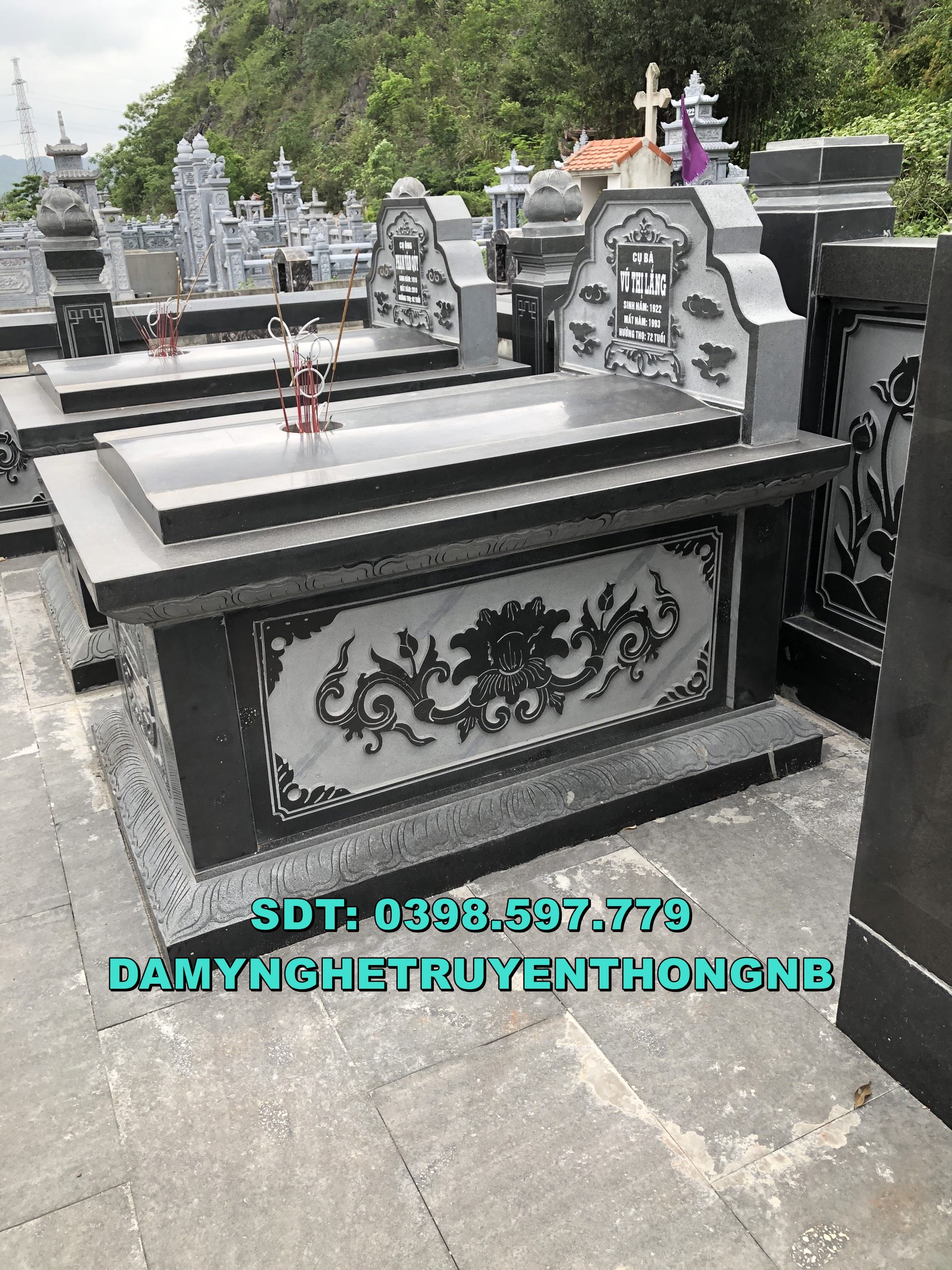 khuộn viên khu lăng mộ đá cao cấp lắp đặt tại quảng tri