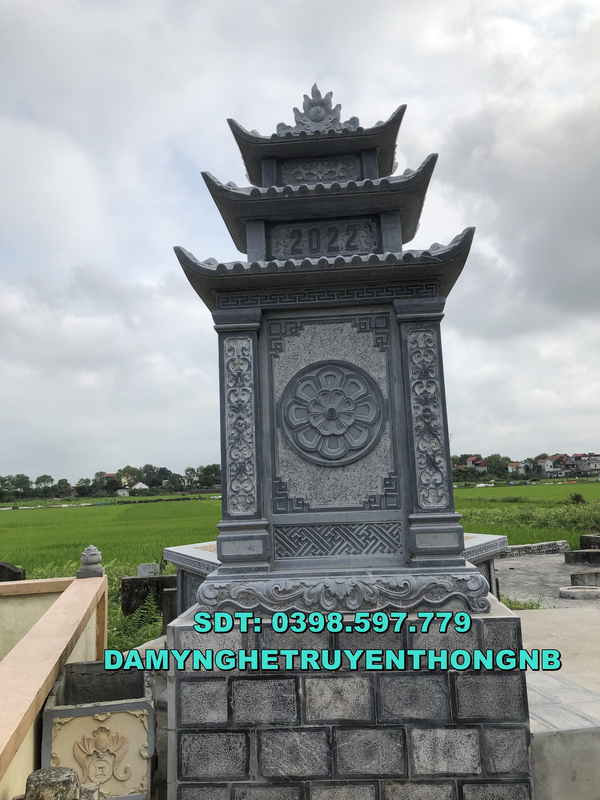 xây lăng mộ đá thờ chung đẹp nguyên khối lắp tại bình thuận