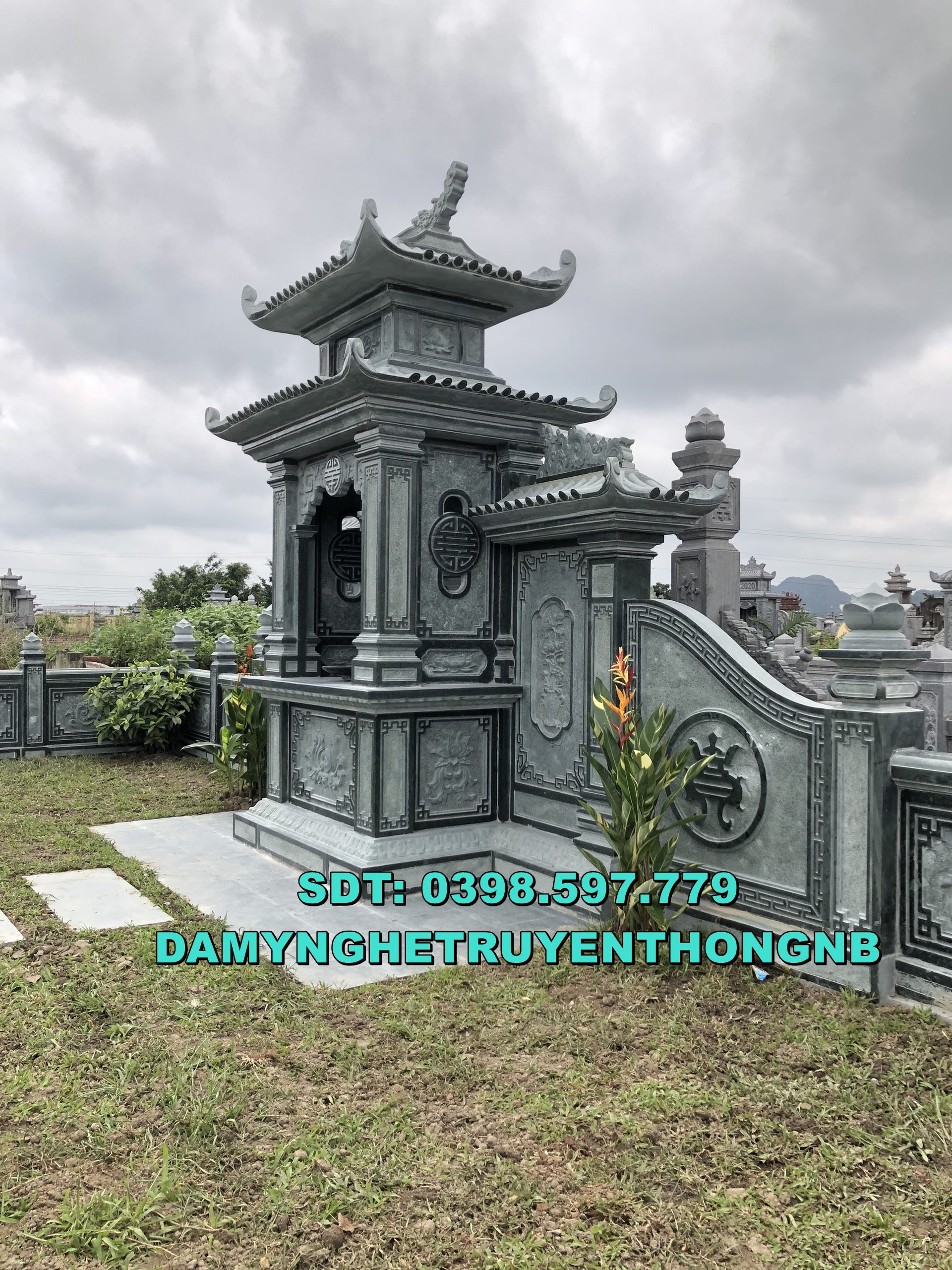 xây lăng mộ đá thờ chung đẹp nguyên khối lắp tại bình thuận