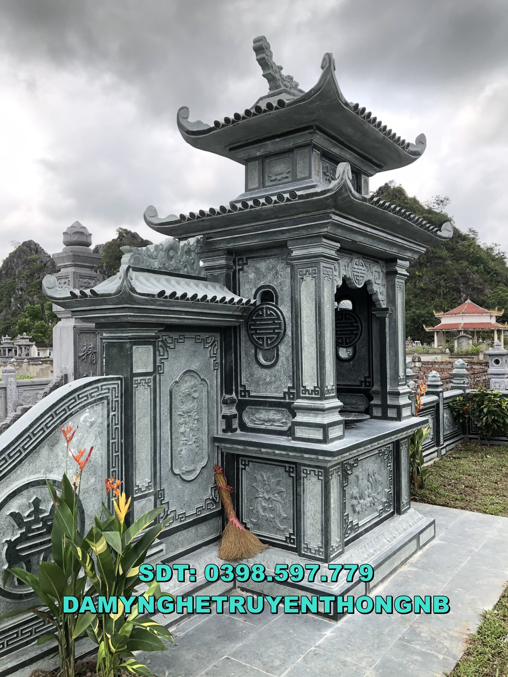 lăng mộ đá nghệ an lắp đặt lăng thờ đá nguyên khối đẹp