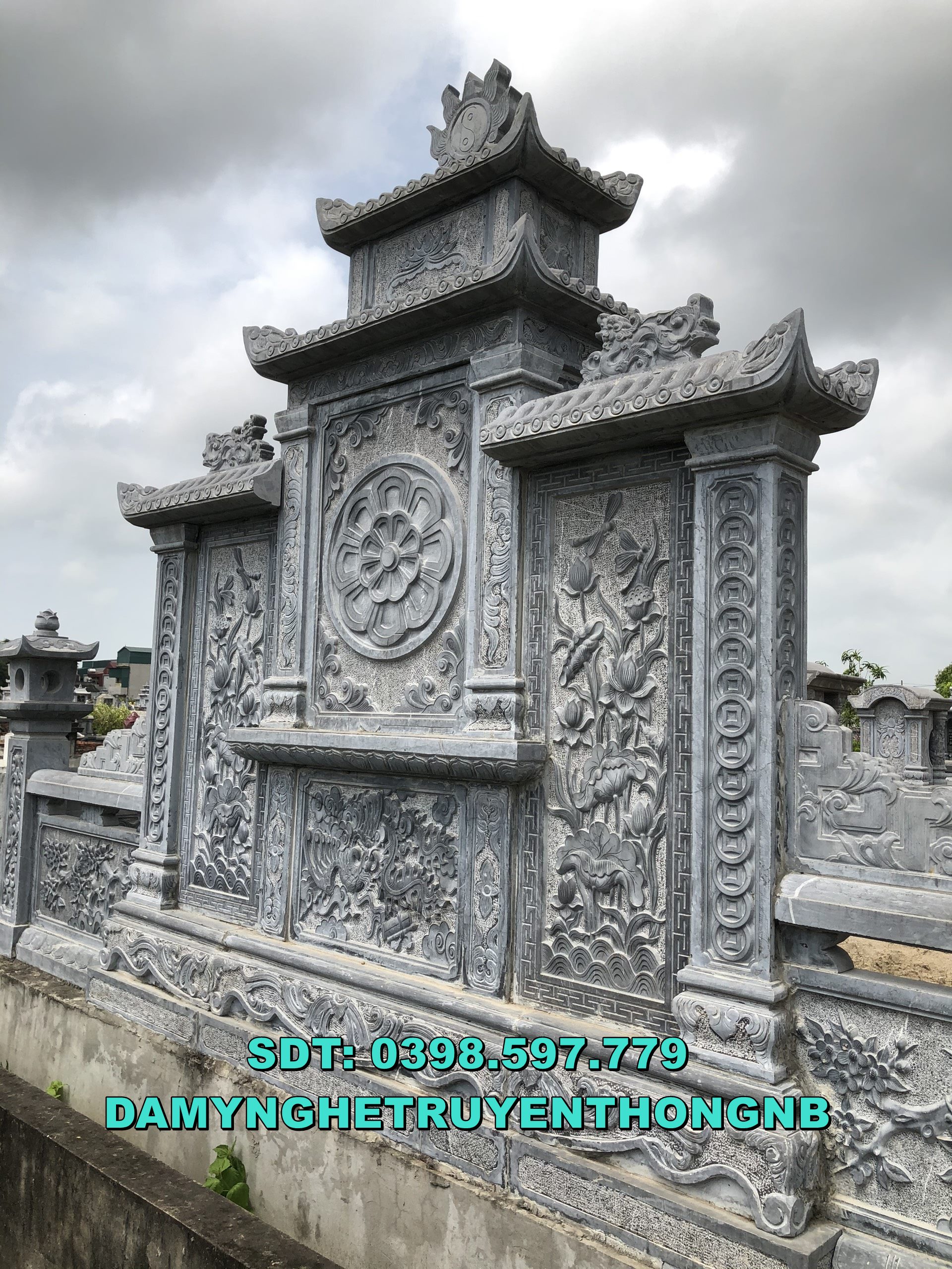 lăng mộ đá nghệ an lắp đặt lăng thờ đá nguyên khối đẹp