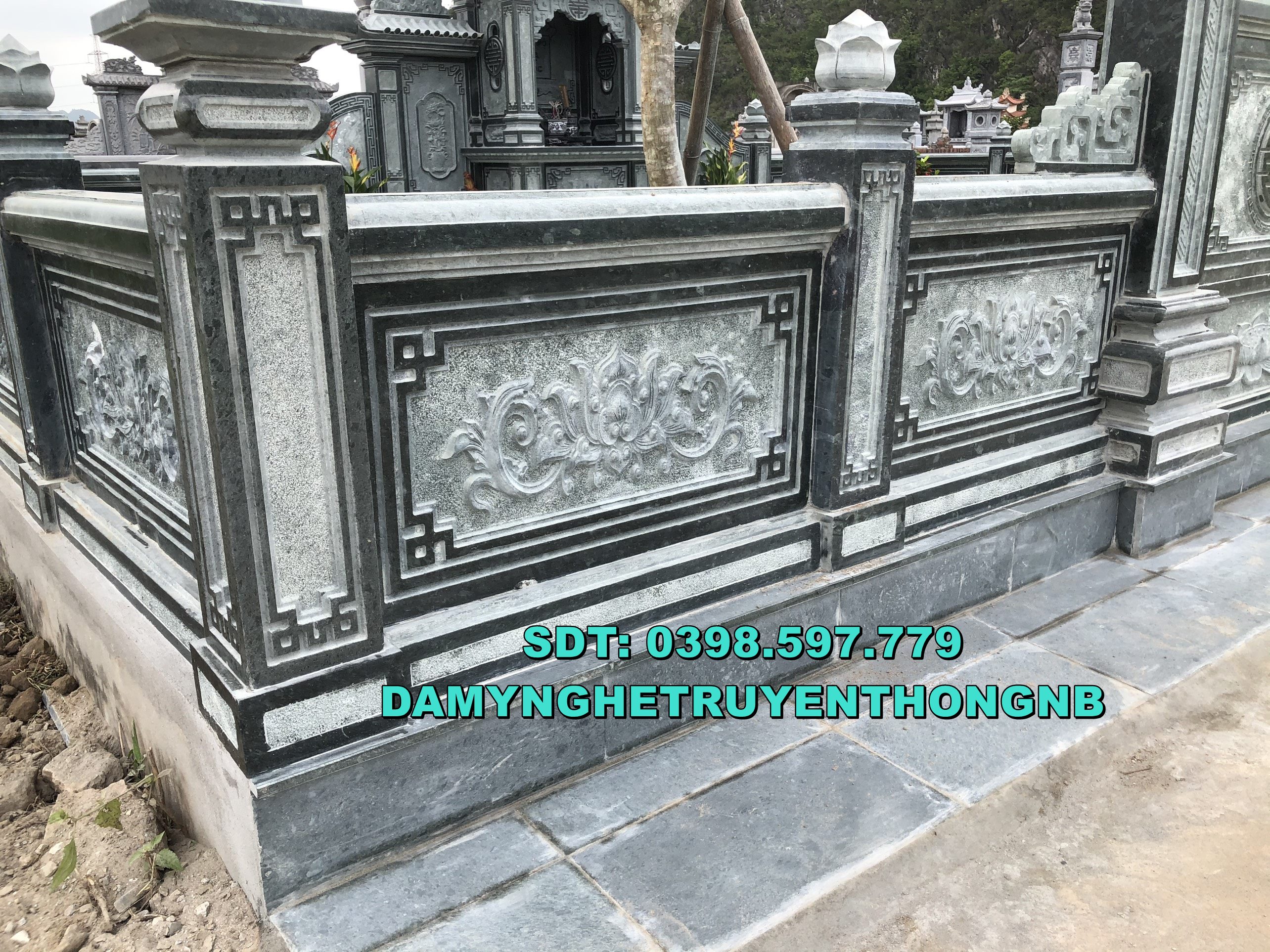 hoàn thiện mẫu lan can cầu đá xanh tự nhiên tại ninh bình