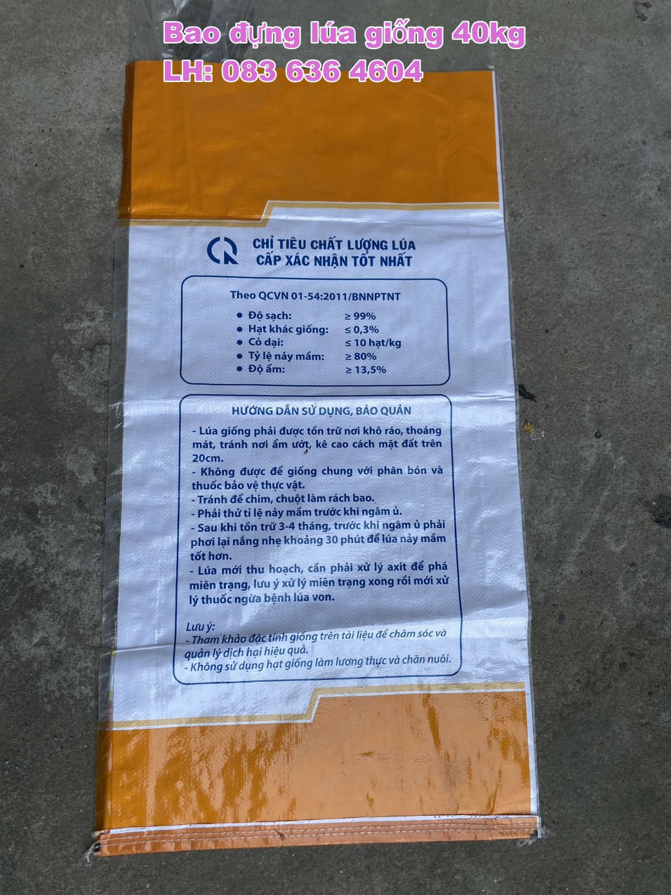Chuyên Cung Cấp Bao Lúa Giống Cấp Xác Nhận 1