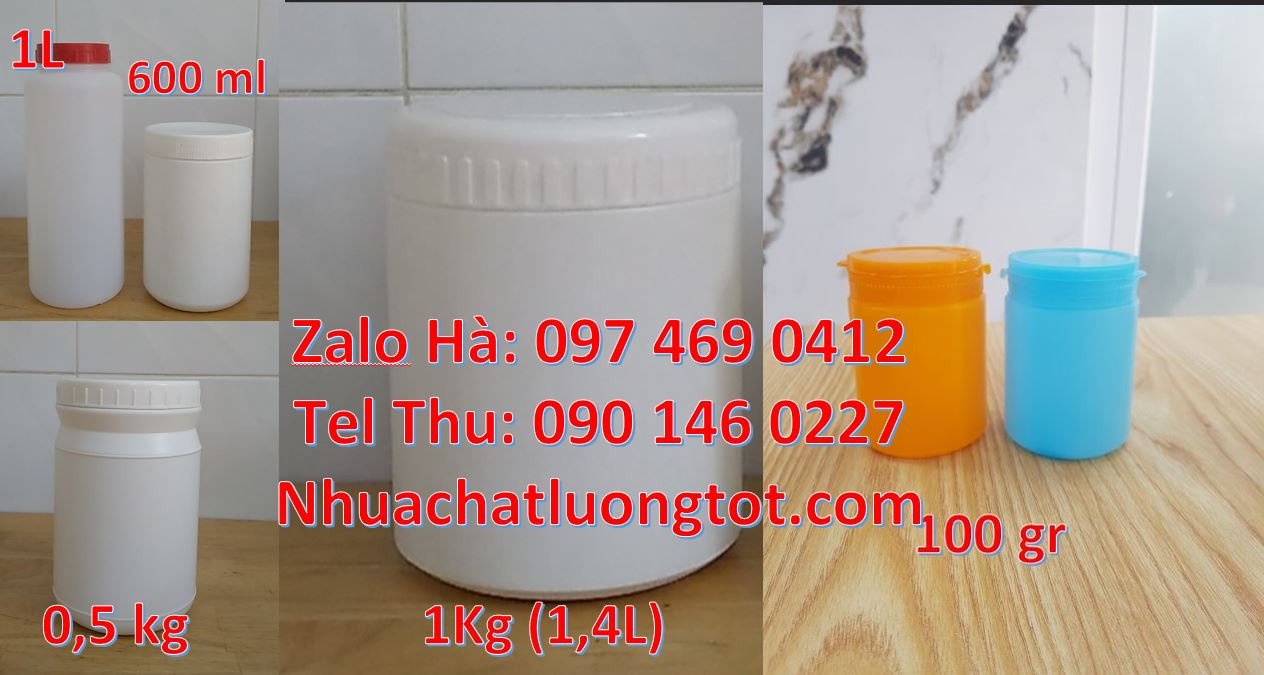 hũ nhựa hdpe màu trắng,hũ nhựa 1kg đựng kem,hũ nhựa 0.5k đựng bánh kẹo