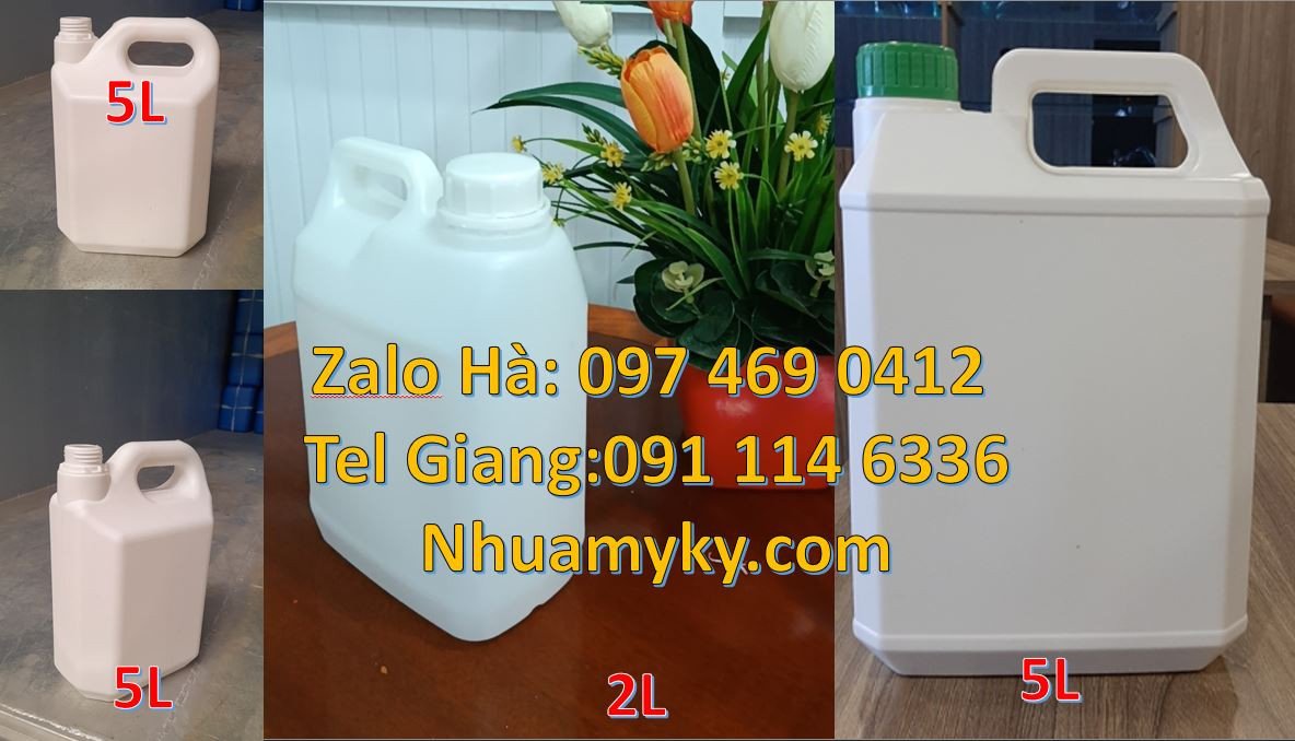 can nhựa nhỏ hdpe màu trắng,can nhựa 5l đựng thực phẩm,can nhựa giá rẻ