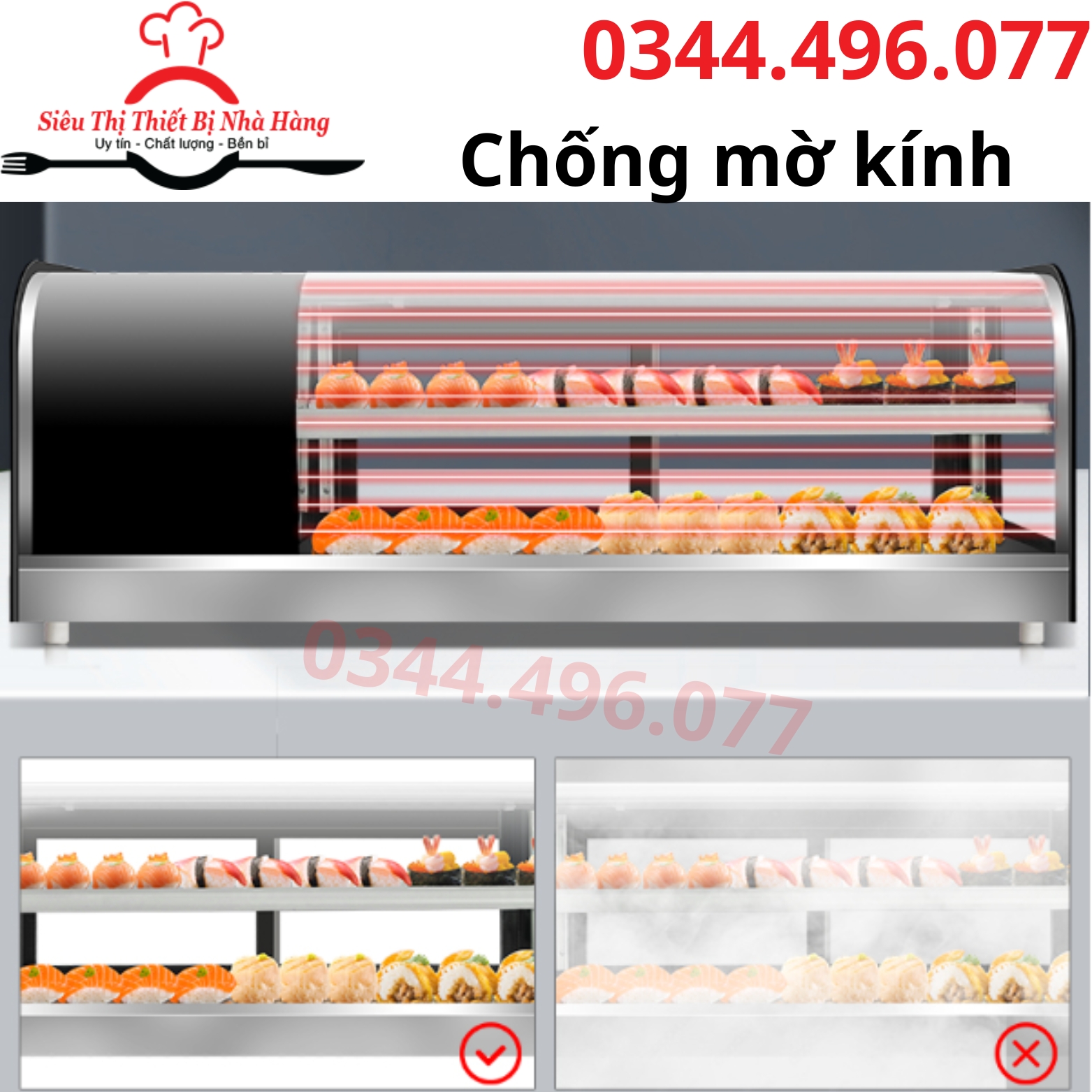 Tủ trưng bày sushi- tủ mát sashimi 1m2- 1m5- 1m8 2 tầng