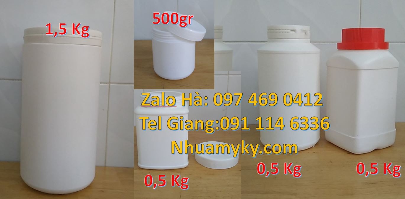 hũ nhựa đựng mứt,hũ nhựa 1kg đựng hóa chất,hũ nhựa 0.5kg đựng sữa bột