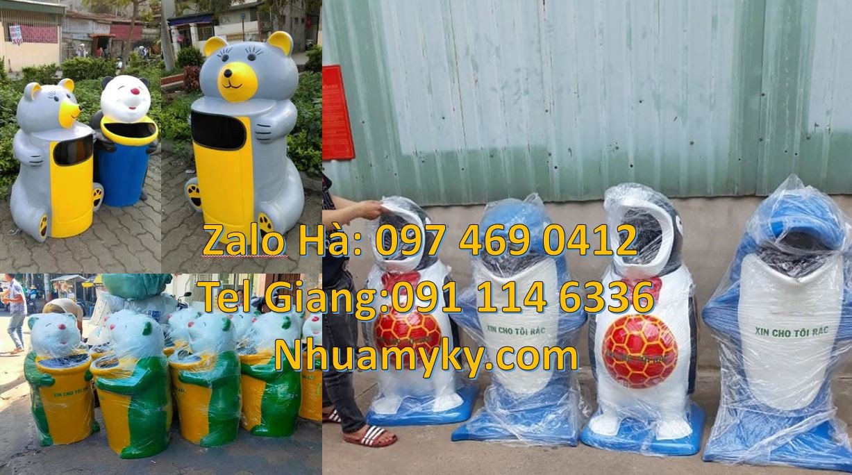 thùng rác hình con thú giá rẻ,thùng rác hình con cá chép,thùng rác gấu