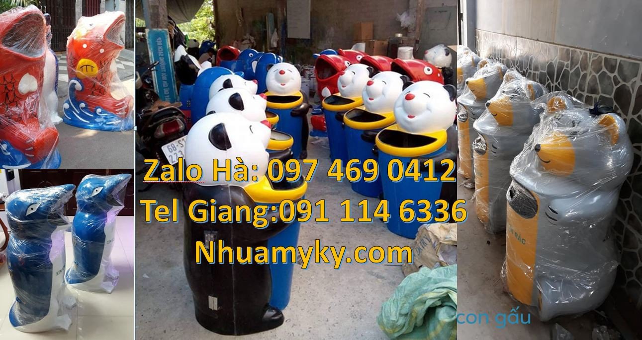 thùng rác hình con thú giá rẻ,thùng rác hình con cá chép,thùng rác gấu
