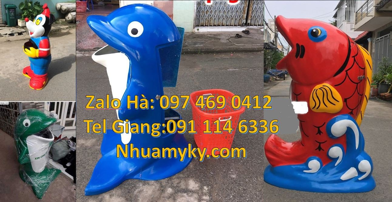 thùng rác hình con thú giá rẻ,thùng rác hình con cá chép,thùng rác gấu