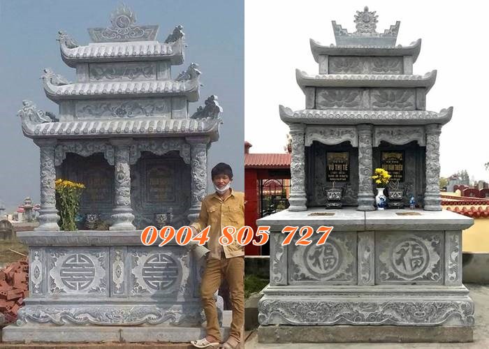 Mẫu am thờ đôi để hài cốt bằng đá xây sẵn năm 2023