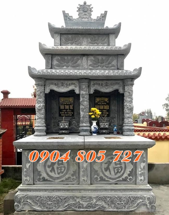 Mẫu am thờ đôi để hài cốt bằng đá xây sẵn năm 2023