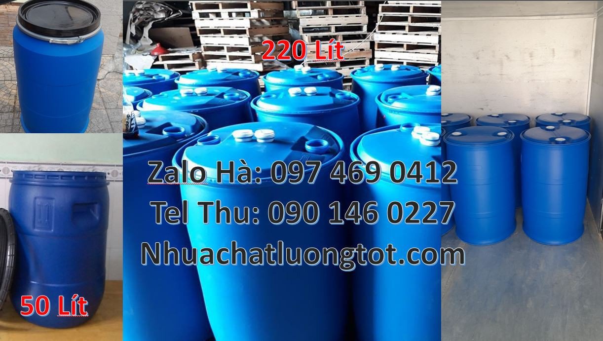 thùng phuy nhựa 120l màu xanh,phuy nhựa 220l đựng hóa chất giá rẻ hcm