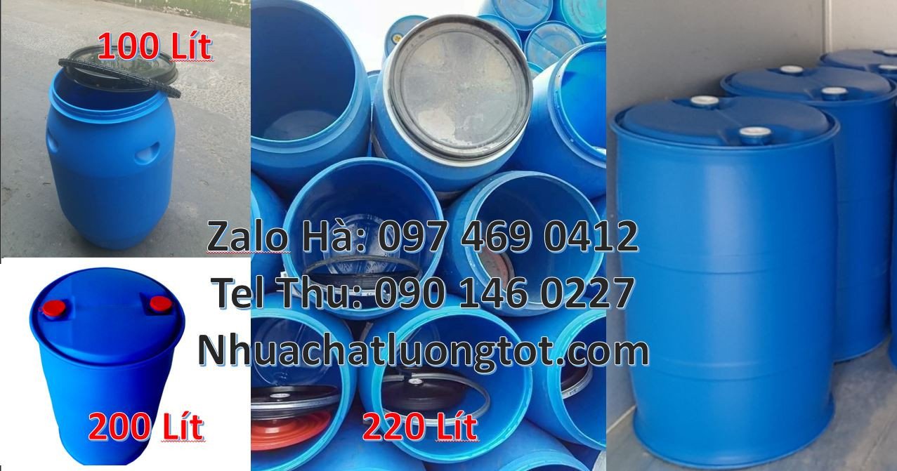thùng phuy nhựa 120l màu xanh,phuy nhựa 220l đựng hóa chất giá rẻ hcm