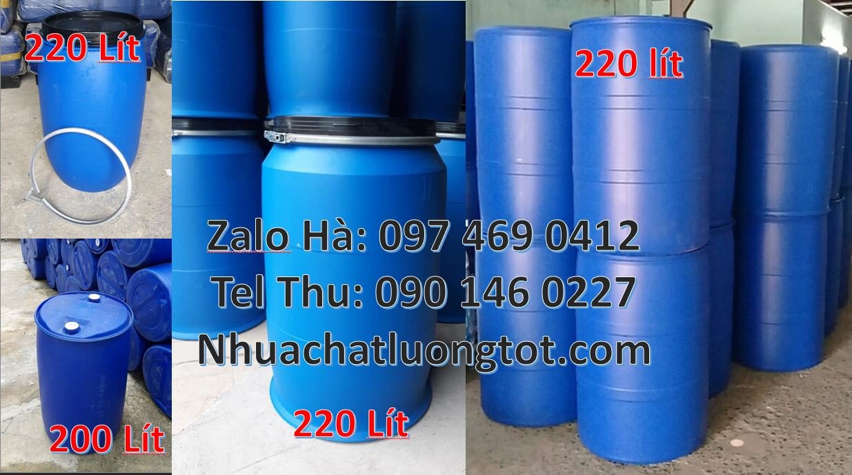 thùng phuy nhựa 120l màu xanh,phuy nhựa 220l đựng hóa chất giá rẻ hcm
