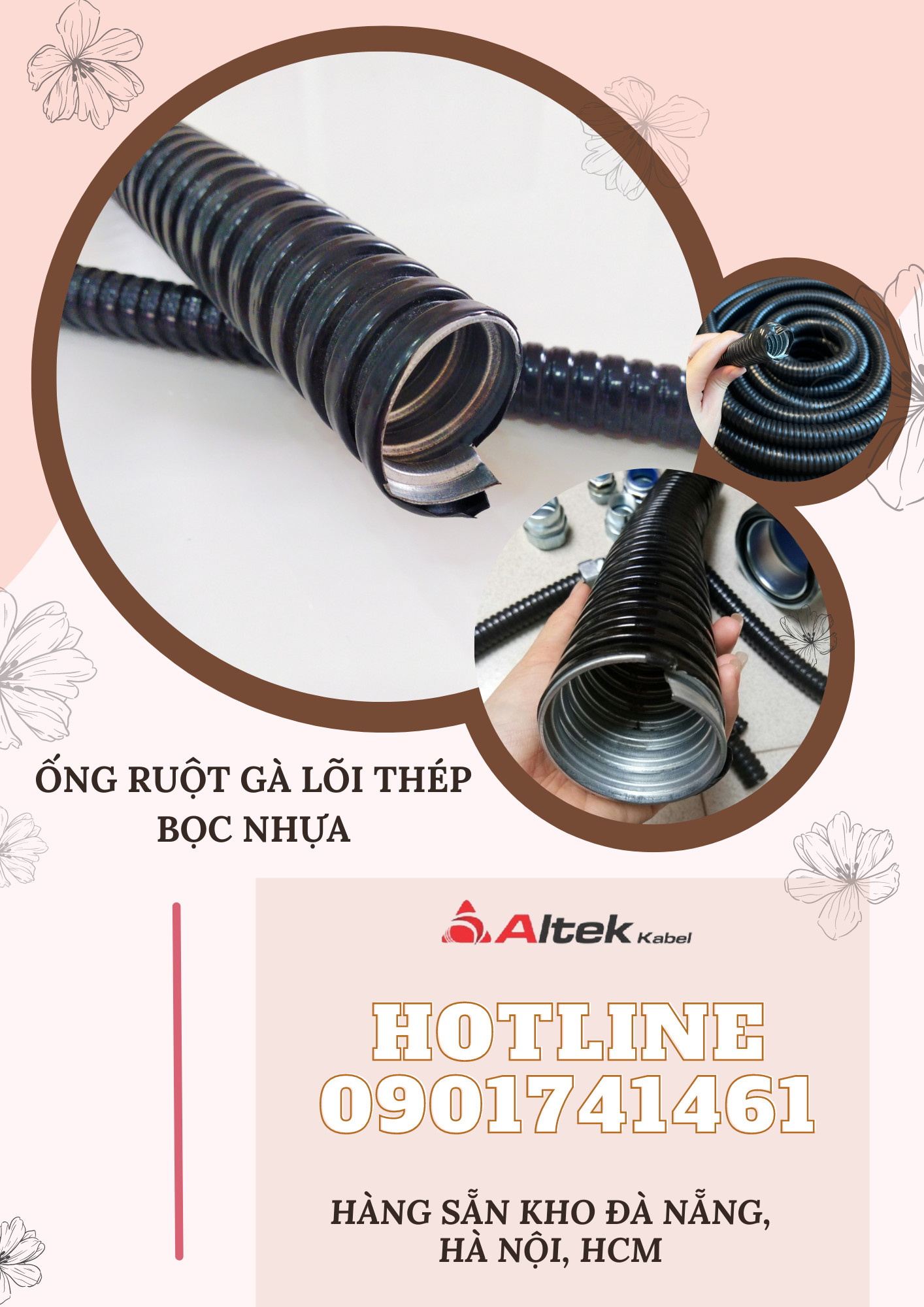 Ống ruột gà lõi thép bọc nhựa phi 25 sẵn ĐÀ NẴNG, HÀ NỘI, HCM