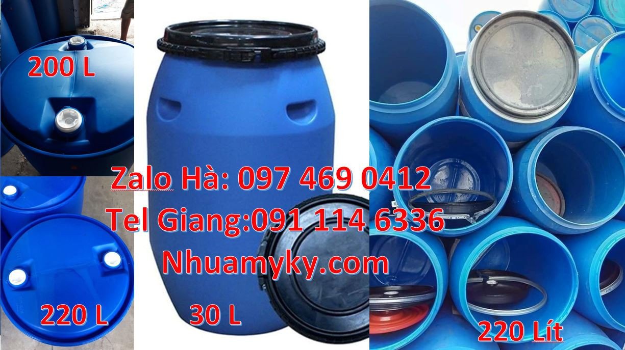 thùng phuy nhựa màu xanh 220l đựng hóa chất,phuy nhựa 200l đựng thực
